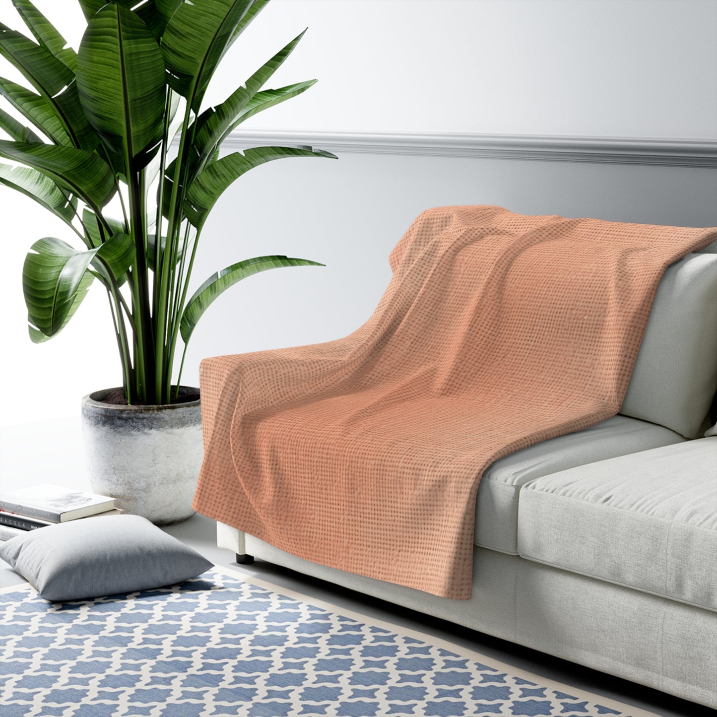 Soft Pink-Orange Peach: Denim-Inspired, Lush Fabric - Sherpa Fleece Blanket