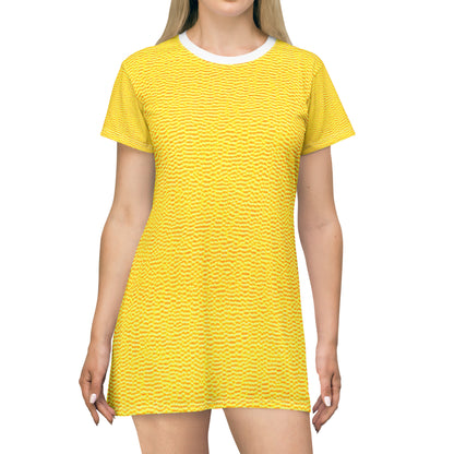 Sunshine Yellow Lemon: Denim-Inspired, Cheerful Fabric - T-Shirt Dress (AOP)