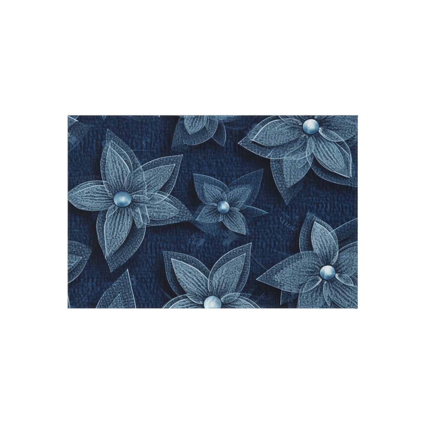 Hawaiian Flower Design - Denim-Inspired Decor Piece - Outdoor Rug