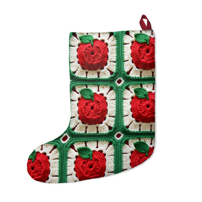 Apple Granny Square Crochet Pattern: Wild Fruit Tree, Delicious Red Design - Christmas Stockings