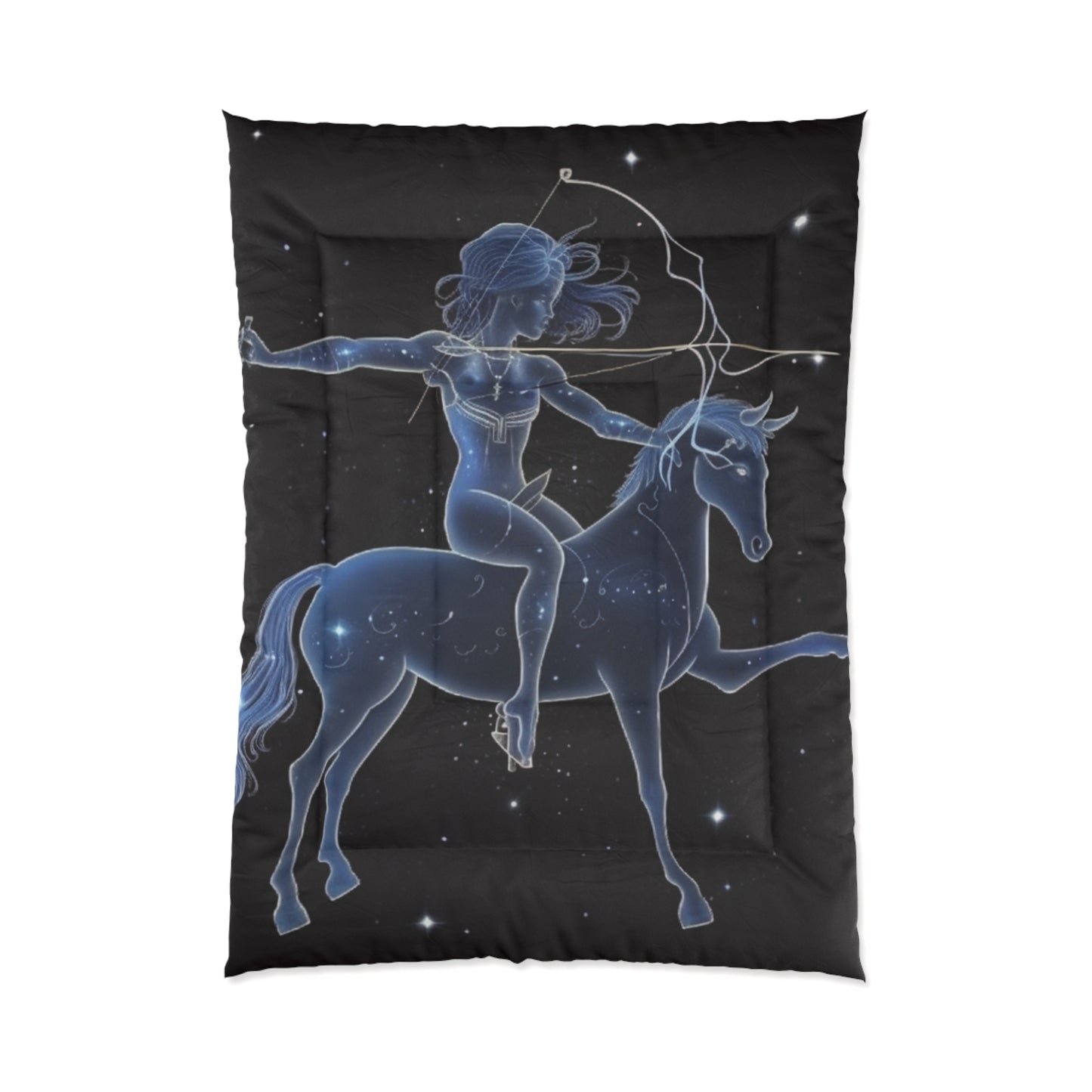 Sagittarius Zodiac in Starlit Universe - Fluorescent Colors - Comforter