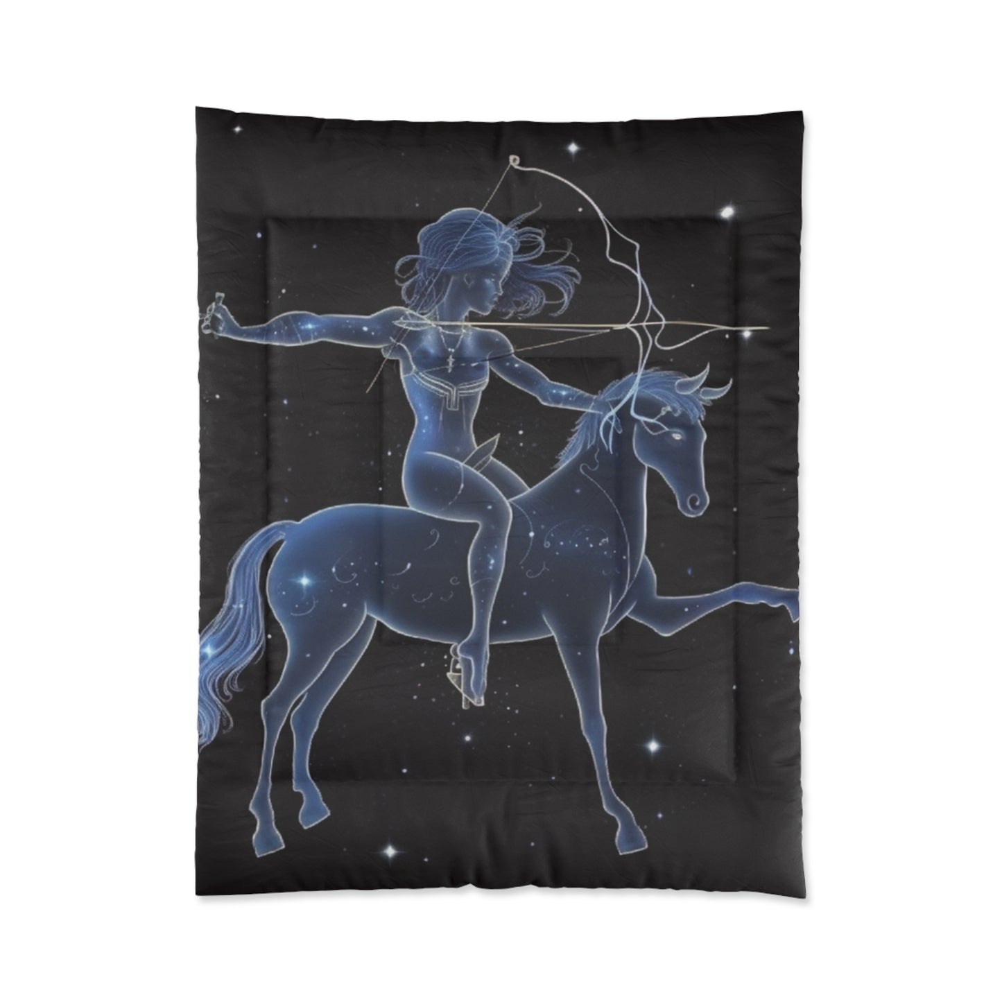 Sagittarius Zodiac in Starlit Universe - Fluorescent Colors - Comforter