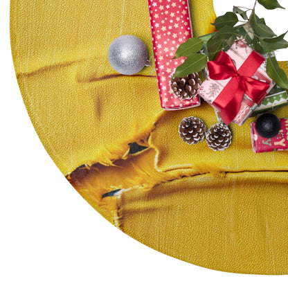 Banana Yellow Lemon: Bold Distressed, Denim-Inspired Fabric - Christmas Tree Skirts