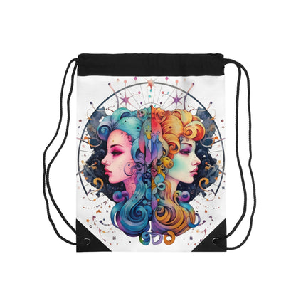 Graffiti Gemini Zodiac Sign - Astrology, Twins Symbol - Drawstring Bag