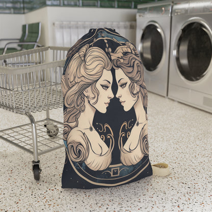 Duality of Gemini - Expressive Twins Zodiac Astrology - Laundry Bag