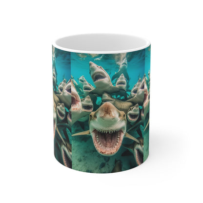 Tiburones limón risueños: Joyful Sea Jaws Ocean Deep - Taza de cerámica 11oz