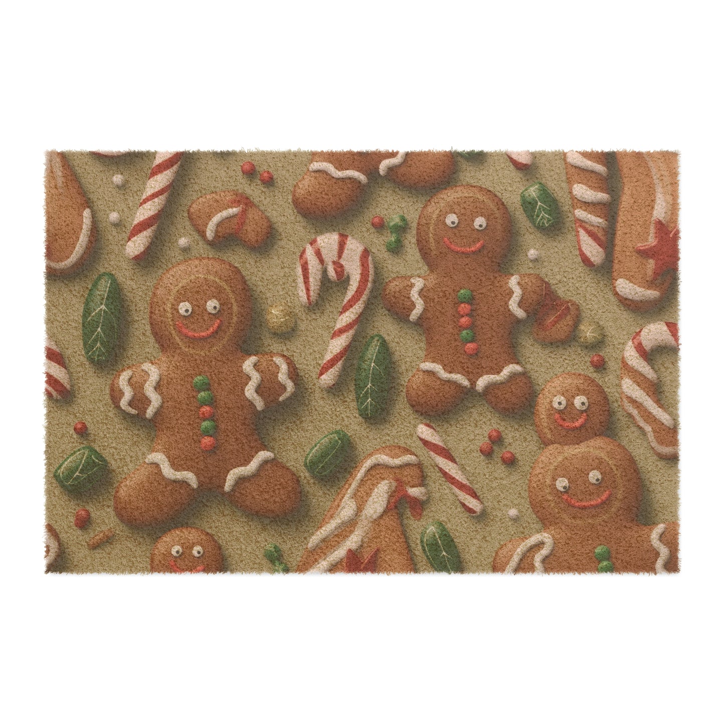 Gingerbread Man Christmas Cookie - Tree - Candy Cane - Coir Mat