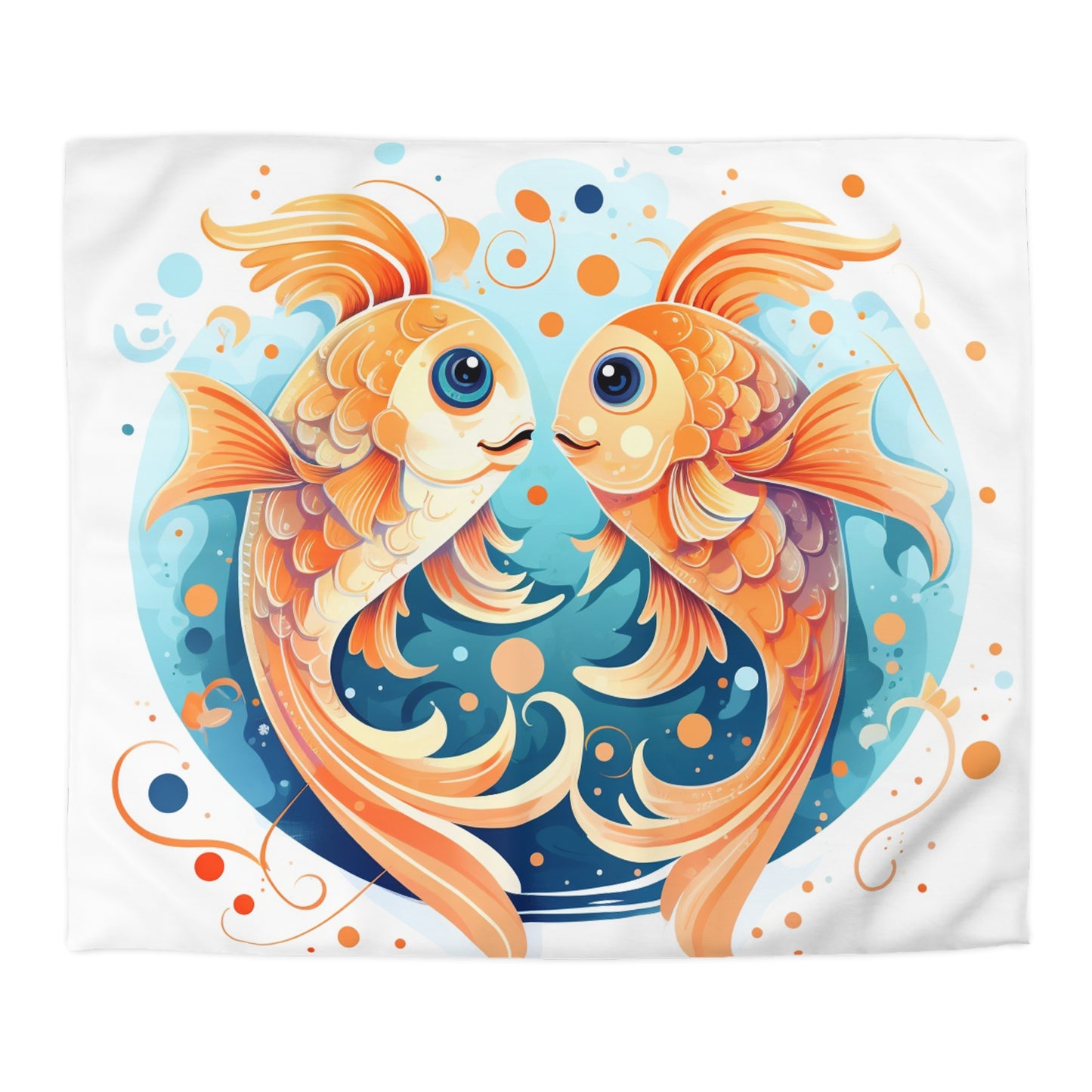 Charming Cartoon Fish Pisces - Dreamy Zodiac Illustration - Microfiber Duvet Cover