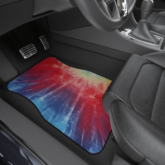 Rainbow Tie-Dye Denim: Vibrant Multi-Color, Fabric Design Spectacle - Car Mats (Set of 4)