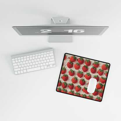 Strawberry Traditional Japanese, Crochet Craft, Fruit Design, Red Berry Pattern - Desk Mats