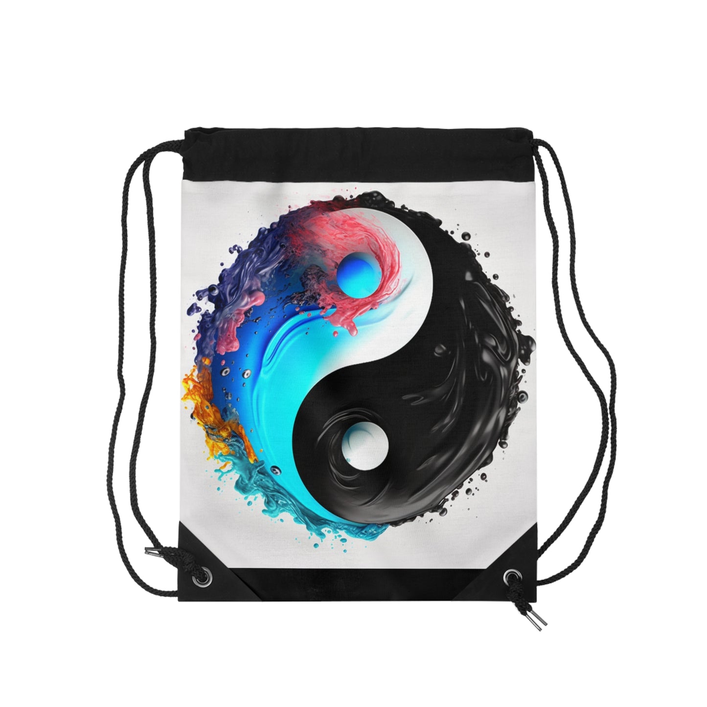 Yin Yang Symbol, Colorful Paint Style - Artistic Decor - Drawstring Bag