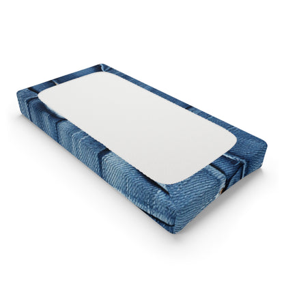 Midnight Blue Distressed Denim: Rugged, Torn & Stylish Design - Baby Changing Pad Cover