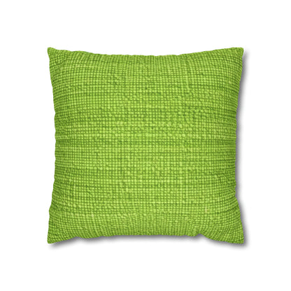 Lush Grass Neon Green: estilo de tela primaveral inspirado en la mezclilla - Funda de almohada cuadrada de poliéster hilado