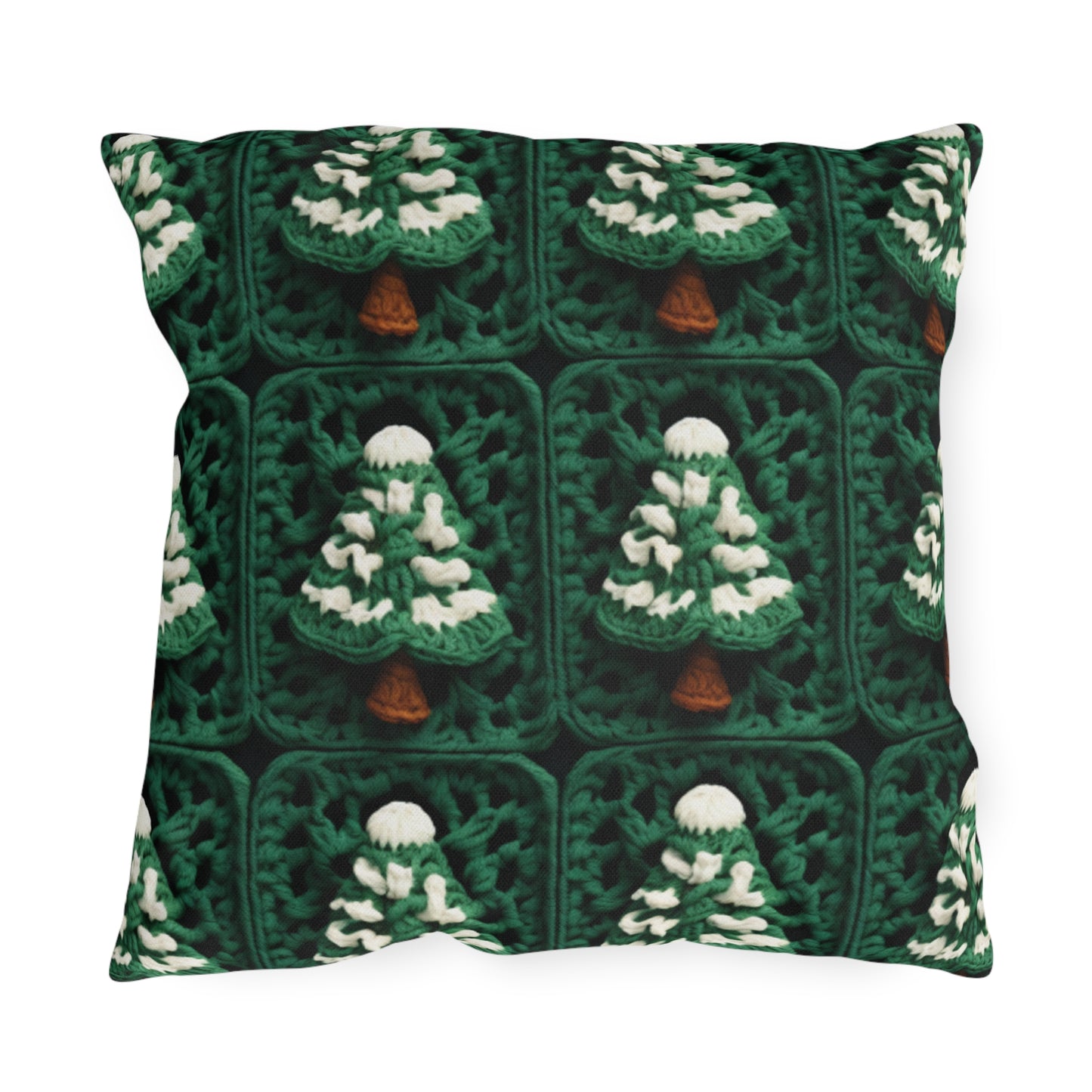 Evergreen Christmas Trees Crochet, Festive Pine Tree Holiday Craft, Yuletide Forest, Winter - Outdoor Pillows