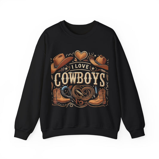 I Love Cowboys, Gift, Unisex Heavy Blend™ Crewneck Sweatshirt