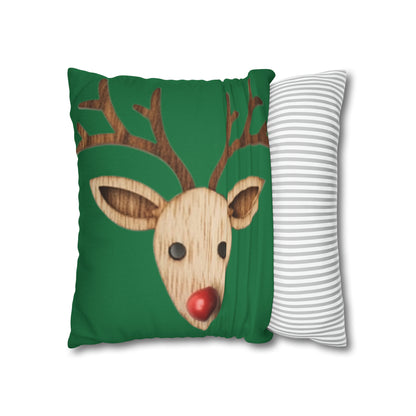 Red Reindeer Nose Christmas Classic Winter Season - Spun Polyester Square Pillow Case