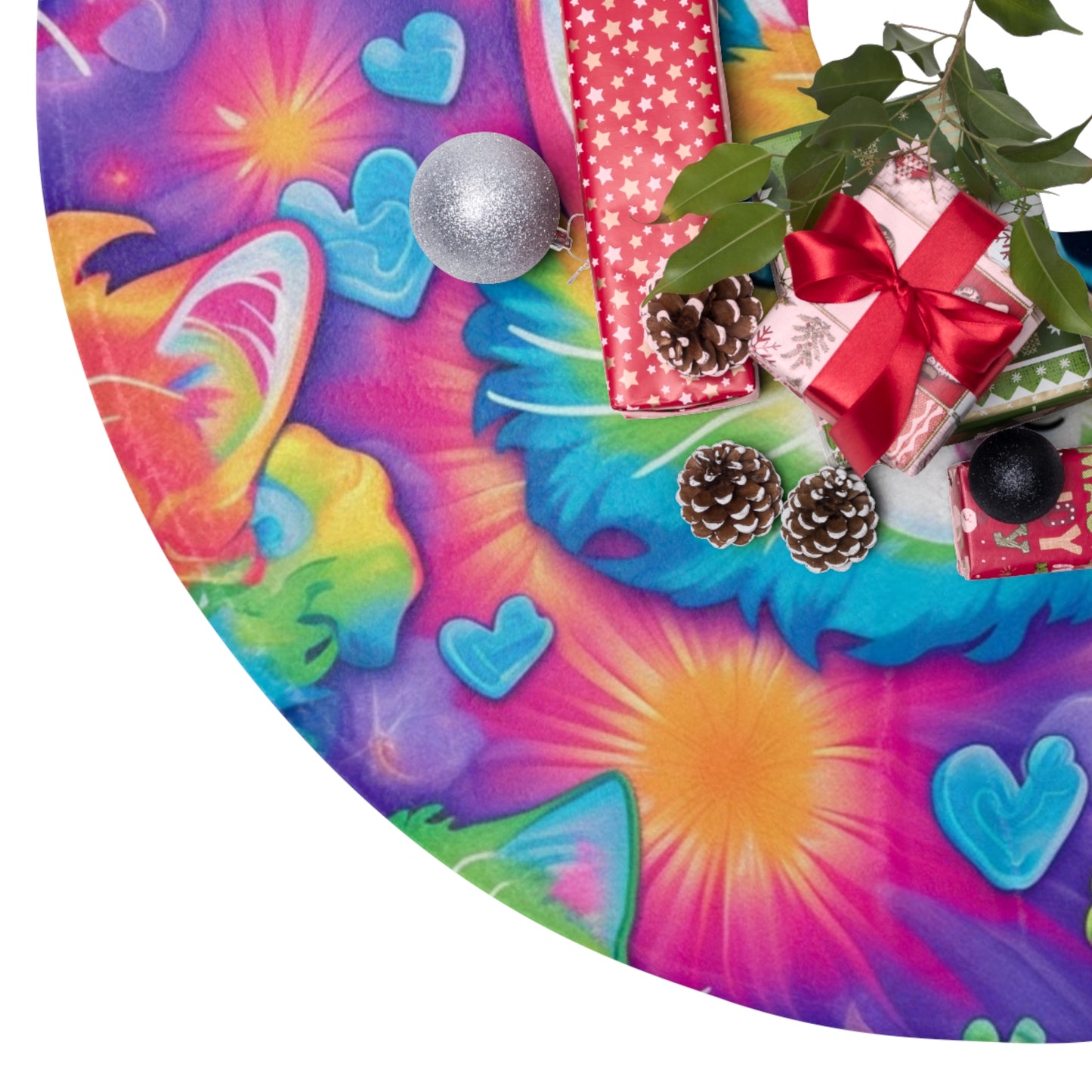 Happy Kitten & Cat Design - Vivid, Colorful & Eye-Catching - Christmas Tree Skirts