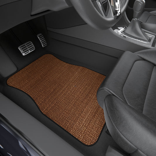 Luxe Dark Brown: Denim-Inspired, Distinctively Textured Fabric - vvvvvCar Mats (Set of 4)