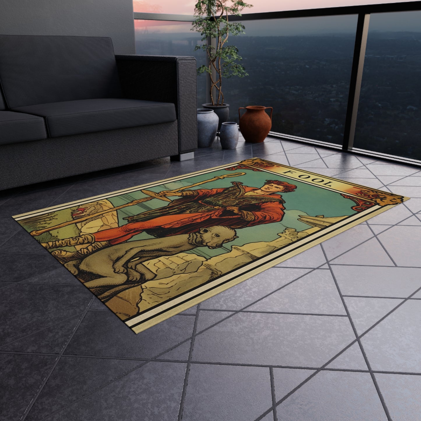 Mystical Tarot - Artistic Depiction of The Fool Card - Outdoor Rug