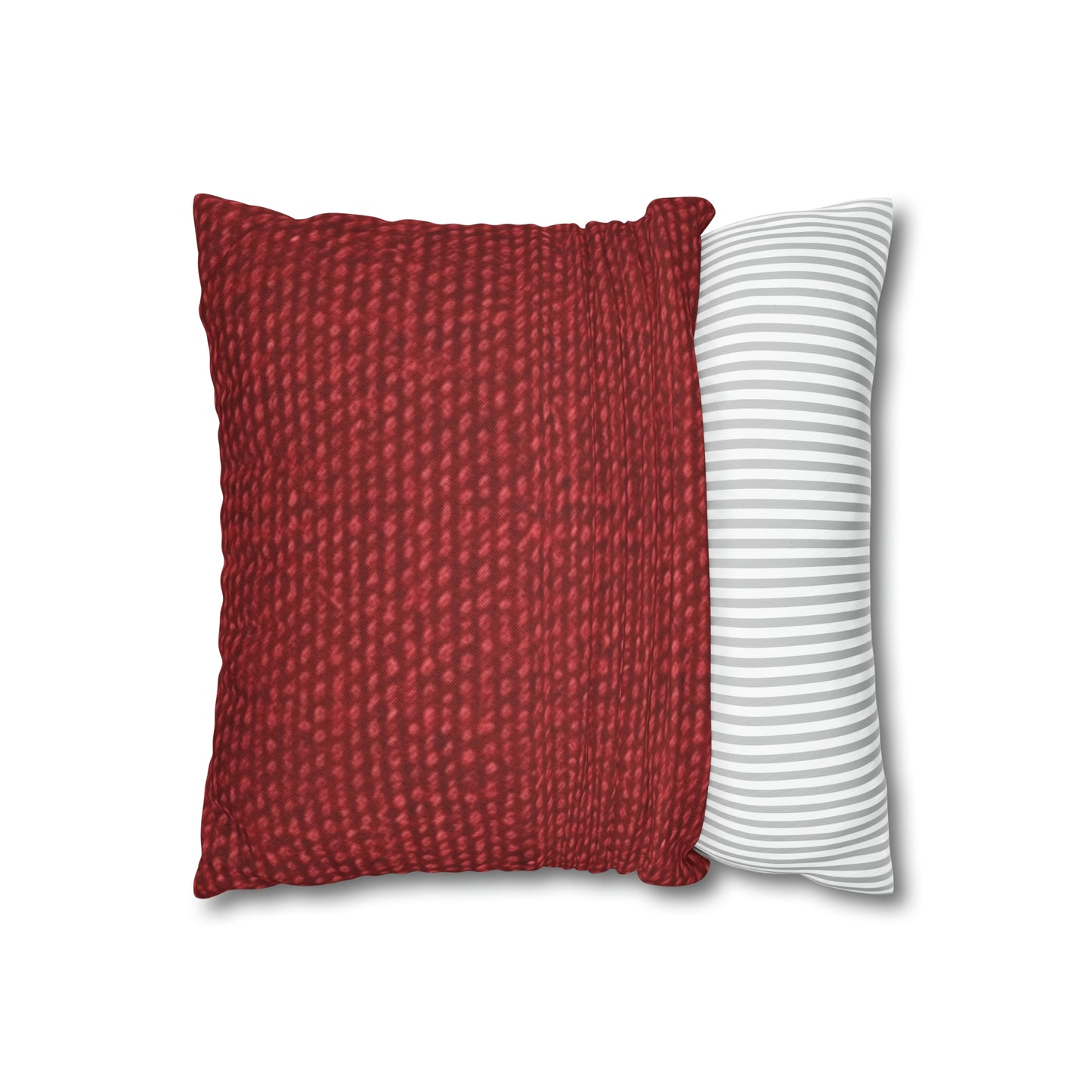 Bold Ruby Red: Denim-Inspired, Passionate Fabric Style - Spun Polyester Square Pillow Case