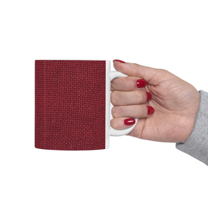 Seamless Texture - Maroon/Burgundy Denim-Inspired Fabric - Ceramic Mug 11oz