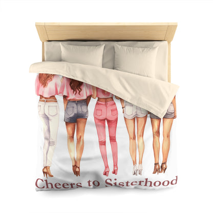 Cheers to Sisterhood - Sorority Chic Bachelorette Party Illustration - Microfiber Duvet Cover