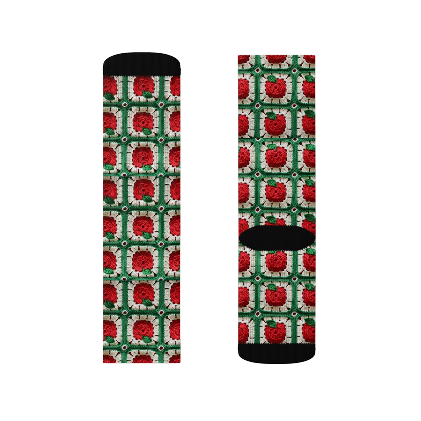 Apple Granny Square Crochet Pattern: Wild Fruit Tree, Delicious Red Design - Sublimation Socks