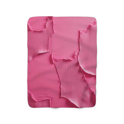 Distressed Neon Pink: Edgy, Ripped Denim-Inspired Doll Fabric - Sherpa Fleece Blanket