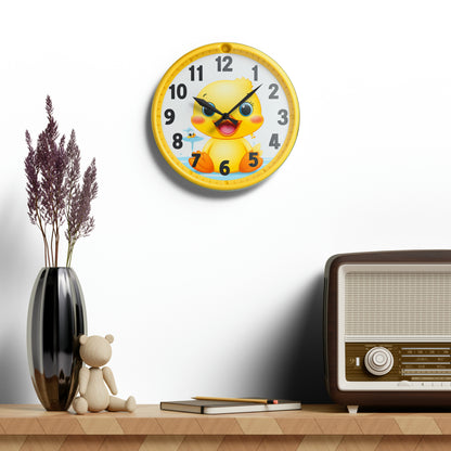 Reloj de pared acrílico lindo pájaro pato amarillo 