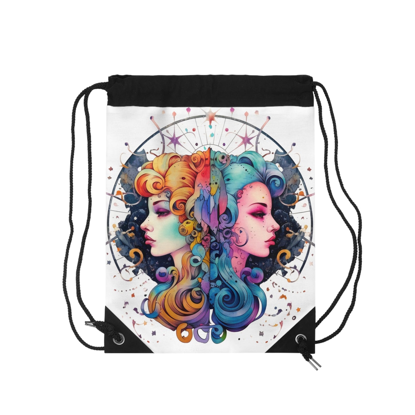 Graffiti Gemini Zodiac Sign - Astrology, Twins Symbol - Drawstring Bag