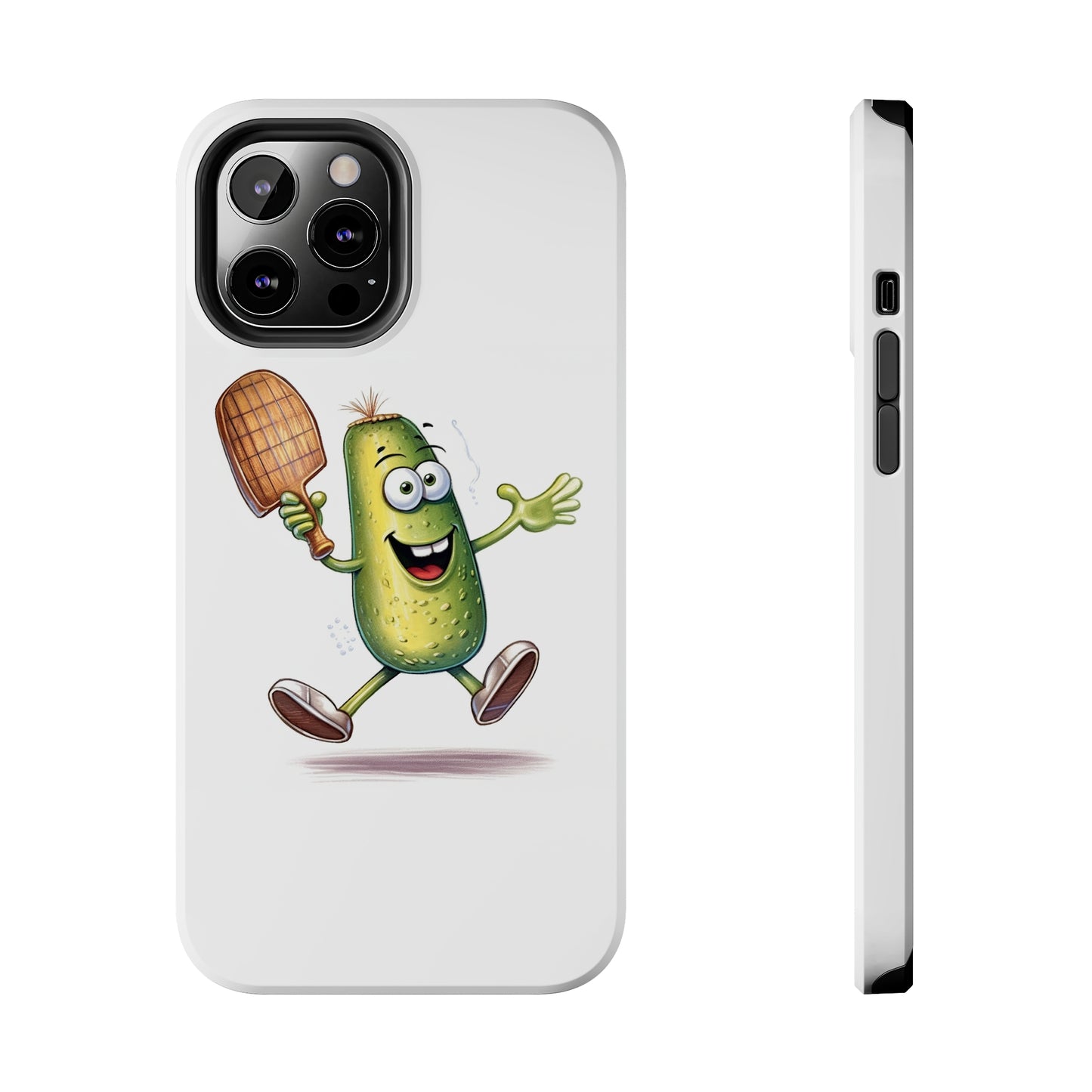 Pickle Player Action: Cartoon Swinging Pickleball Paddle - Sporty Charm - Tough Phone Cases