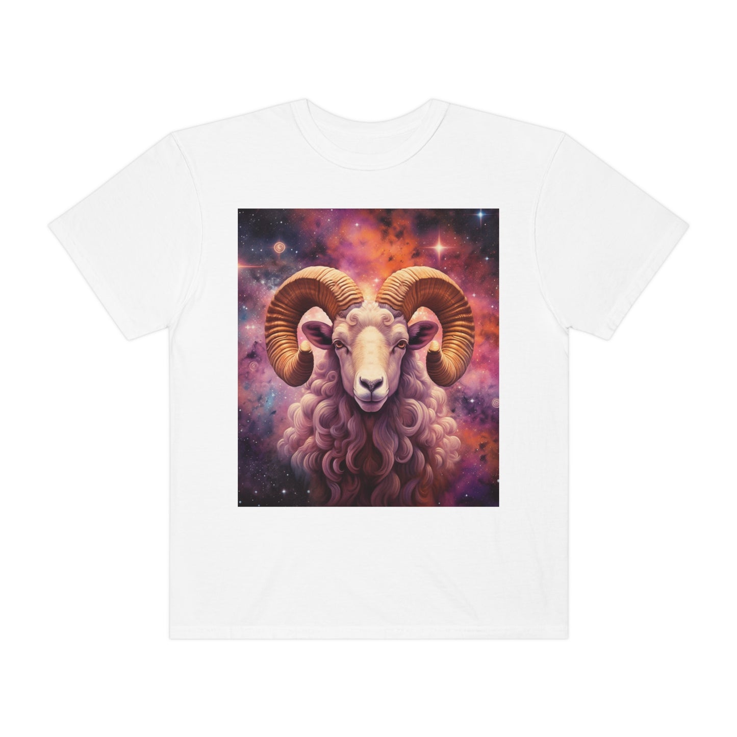 Mystic Aries Constellation - Vibrant Astrology Art - Zodiac Ram - Unisex Garment-Dyed T-shirt