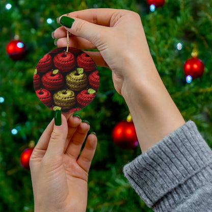 Crochet Apple Amigurumi - Big American Red Apples - Healthy Fruit Snack Design - Ceramic Ornament, 4 Shapes