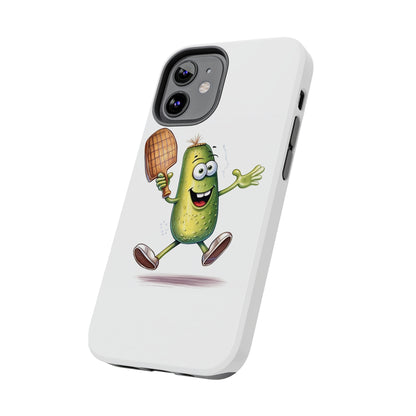 Pickle Player Action: Cartoon Swinging Pickleball Paddle - Sporty Charm - Tough Phone Cases