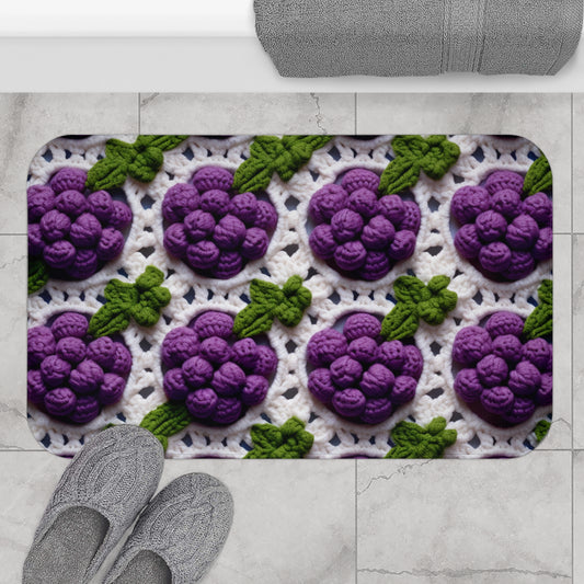 Crochet Grapes Pattern - Granny Square Design - Fresh Fruit Pick - Orchard Purple Snack Food - Bath Mat