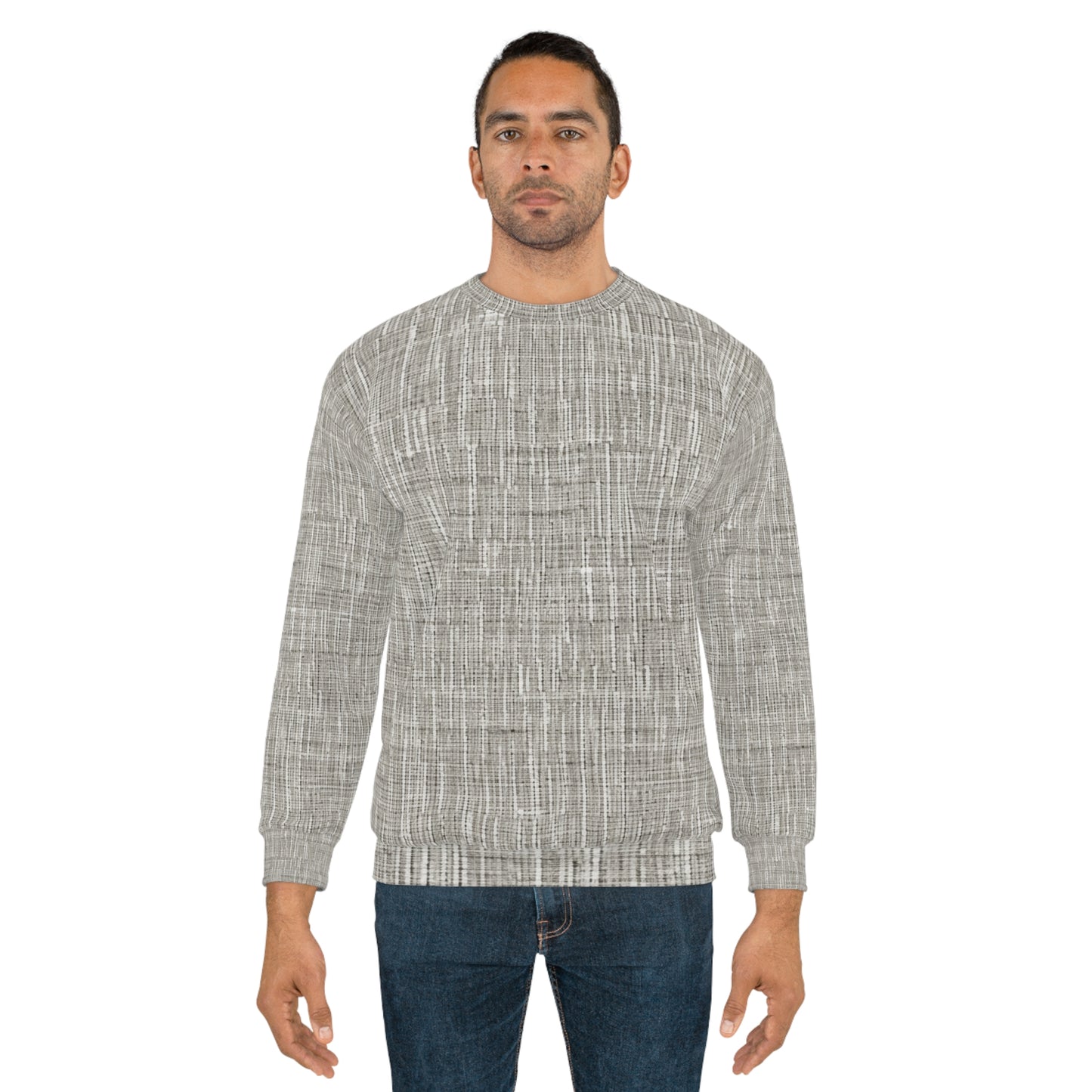 Silver Grey: Denim-Inspired, Contemporary Fabric Design - Unisex Sweatshirt (AOP)