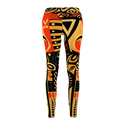 Tribal Art-Inspired Abstract Symbols, Heritage - Women's Cut & Sew Casual Leggings (AOP)