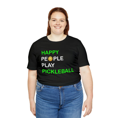 Happy People Play Pickleball スポーツ ゲーム ダブルス グラフィック - ユニセックス ジャージ 半袖 Tシャツ