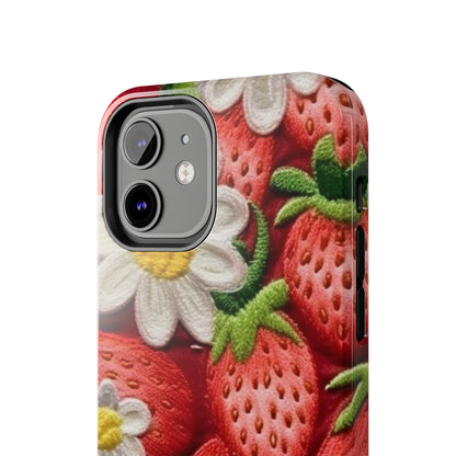 Strawberry Strawberries Embroidery Design - Fresh Pick Red Berry Sweet Fruit - Tough Phone Cases