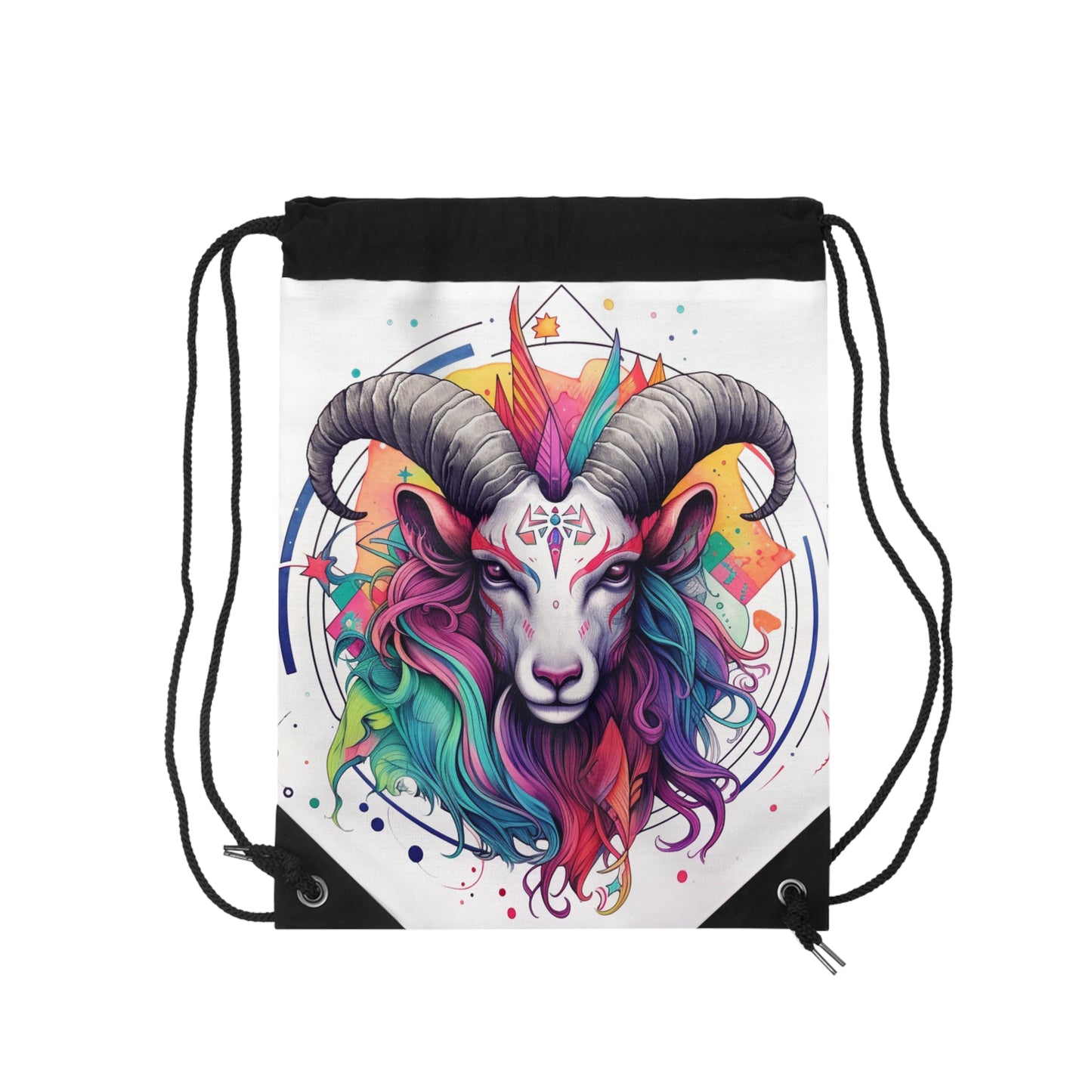 Chill Capricorn Style - Fine Line Multicolor Astrology Design - Drawstring Bag