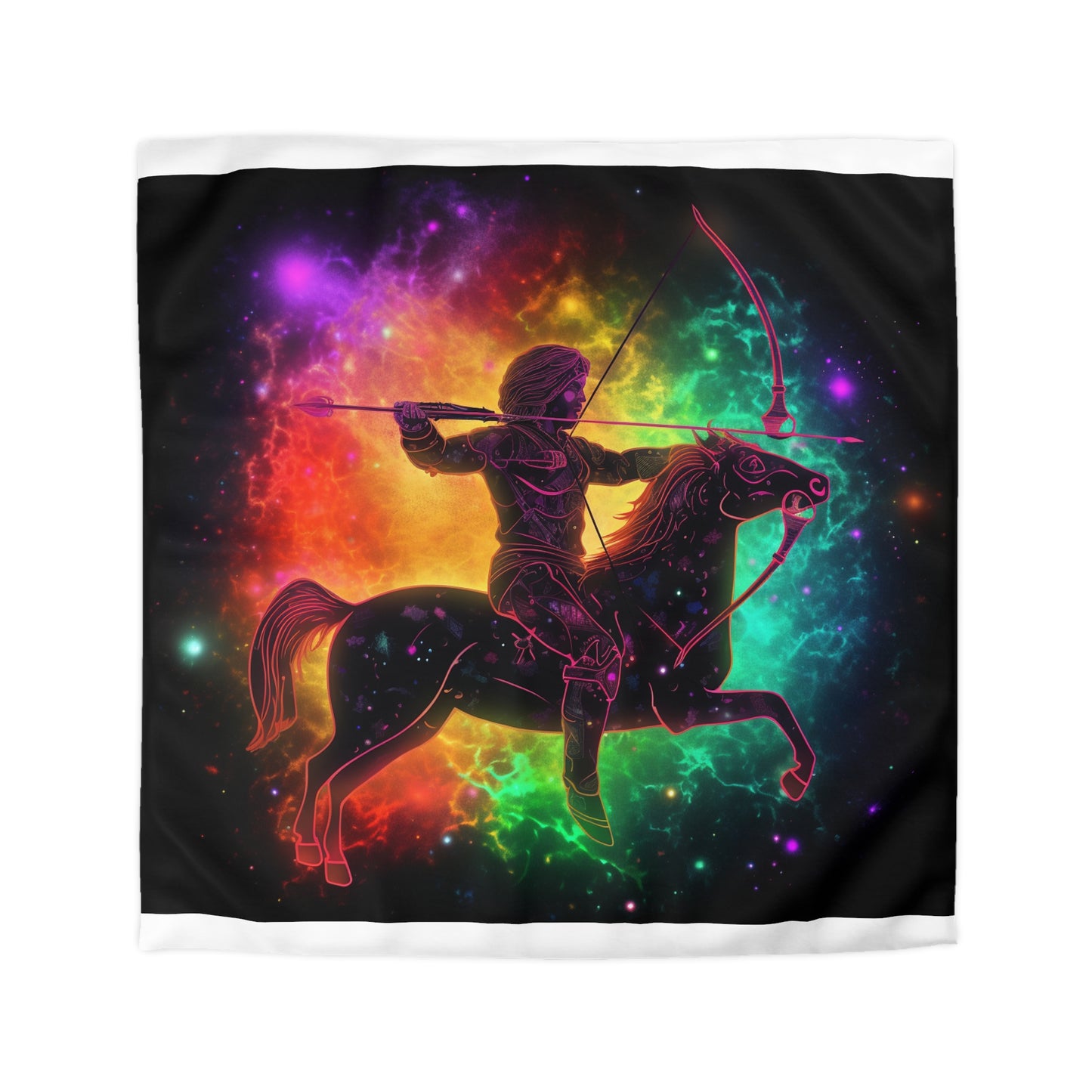 Colorful Sagittarius Zodiac Sign - Star Universe Theme - Microfiber Duvet Cover