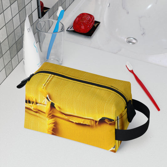 Banana Yellow Lemon: Bold Distressed, Denim-Inspired Fabric - Toiletry Bag