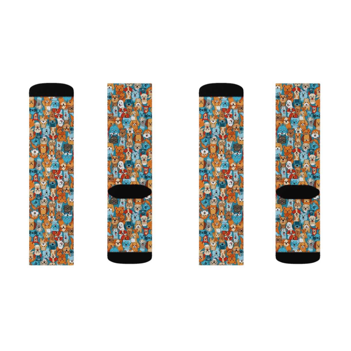 Cute Cartoon Dogs Whimsical Pattern Design Sublimation Socks