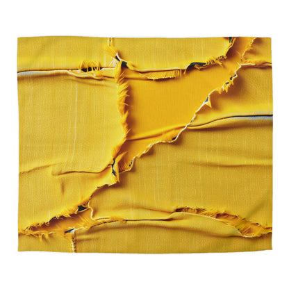 Banana Yellow Lemon: Bold Distressed, Denim-Inspired Fabric - Microfiber Duvet Cover