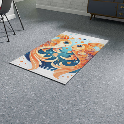 Charming Cartoon Fish Pisces - Dreamy Zodiac Illustration - Dobby Rug