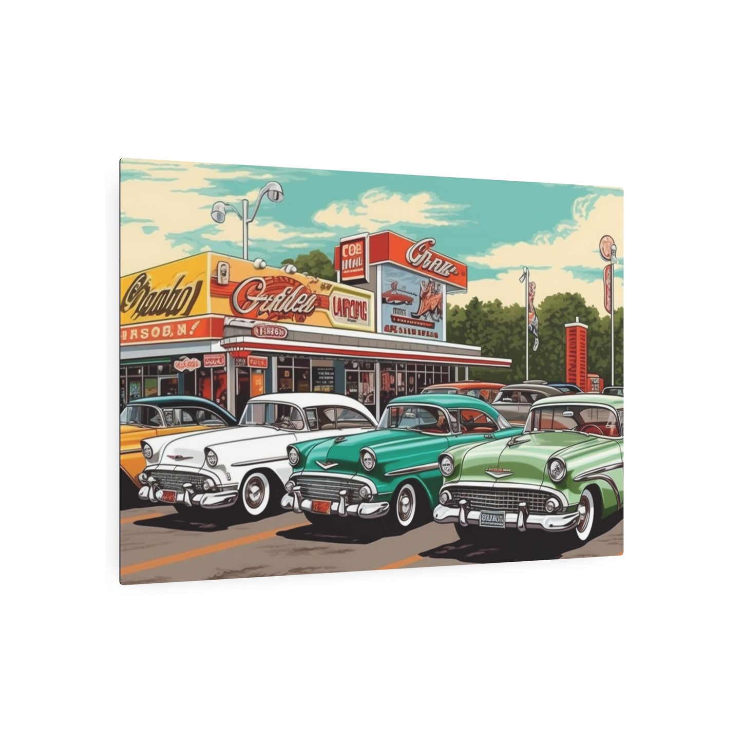 1950s Classic Car Collection Retro Artwork - Metal Art Sign