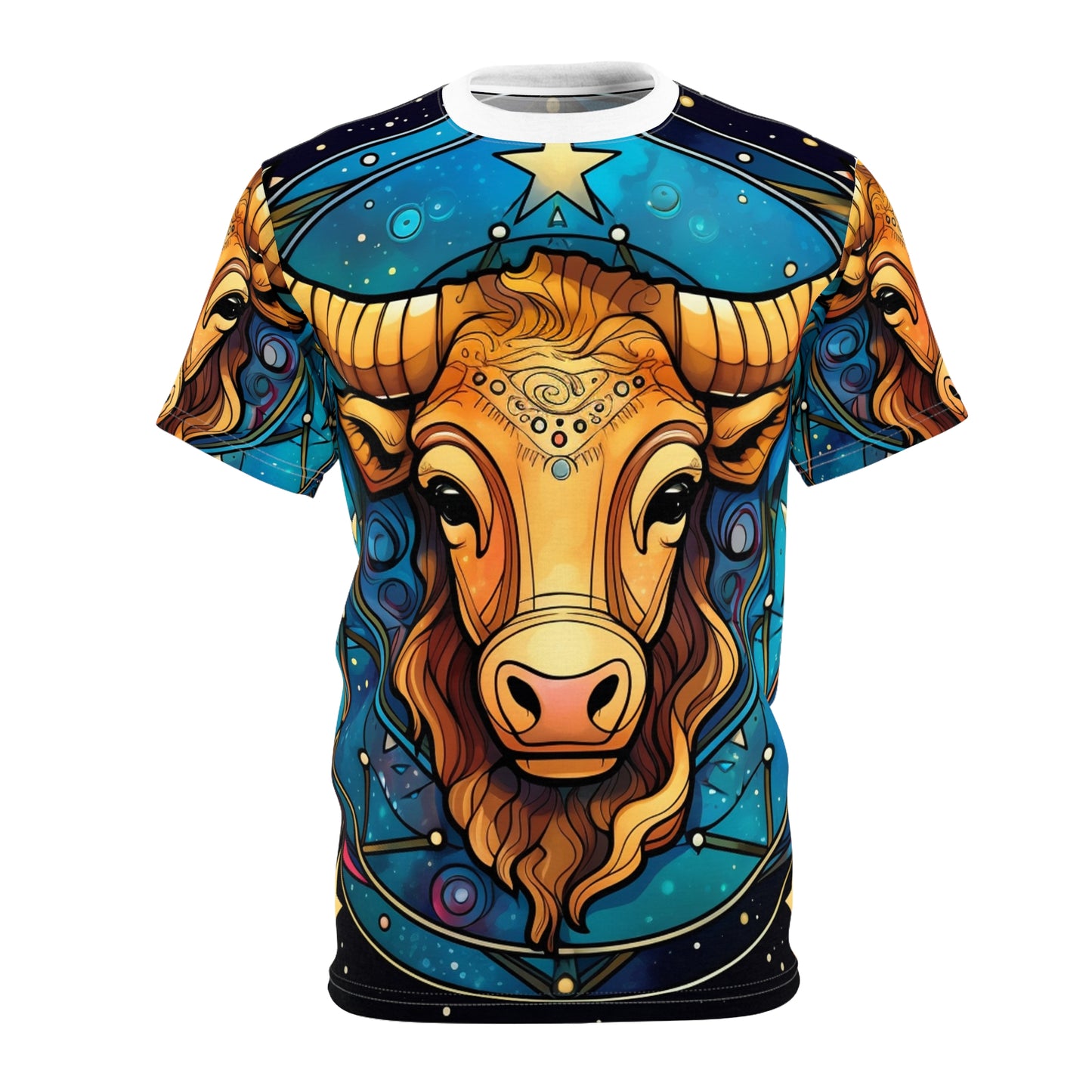 Tauro Constelación Signo del Zodíaco Astrología Arte Cósmico - Camiseta unisex cortada y cosida (AOP) 