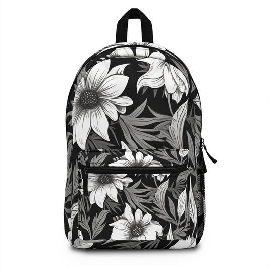 Monochromatic Floral - Blossom Maximalism, Watercolor Flower Pattern, Soft Cream Decor - Backpack