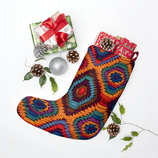 African Heritage Crochet, Vibrant Multicolored Design, Ethnic Craftwork - Christmas Stockings