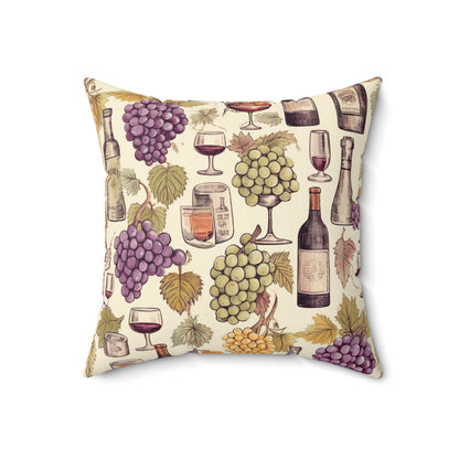 Wine Lovers Theme: Varieties of Wine, Grapes & Vineyards Design Spun Polyester Square Pillow